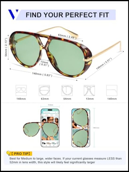 Oversized Polarized Aviator Sunglasses Retro Round Shield Shades